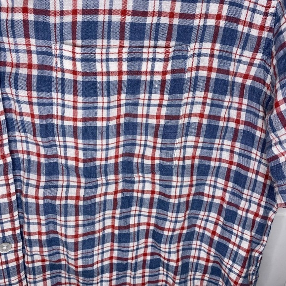J Crew Blue/Red Checkered Short Sleeve Button Down Shirt - Picture 5 of 6